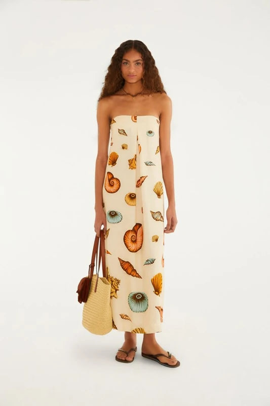 Vestido Longo Estampado Souvenir Mar
