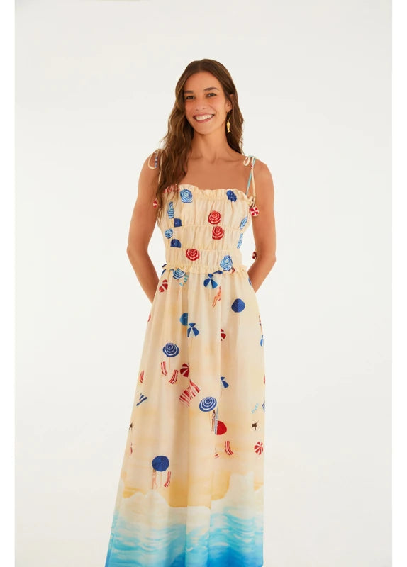 Vestido Cropped Estampado Praia Do Poá