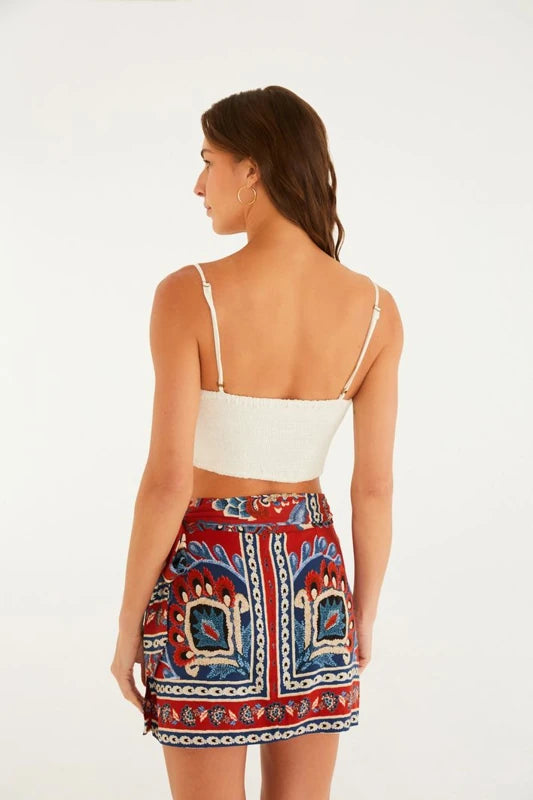 Saia Transpassada Estampada Lenço Náutico