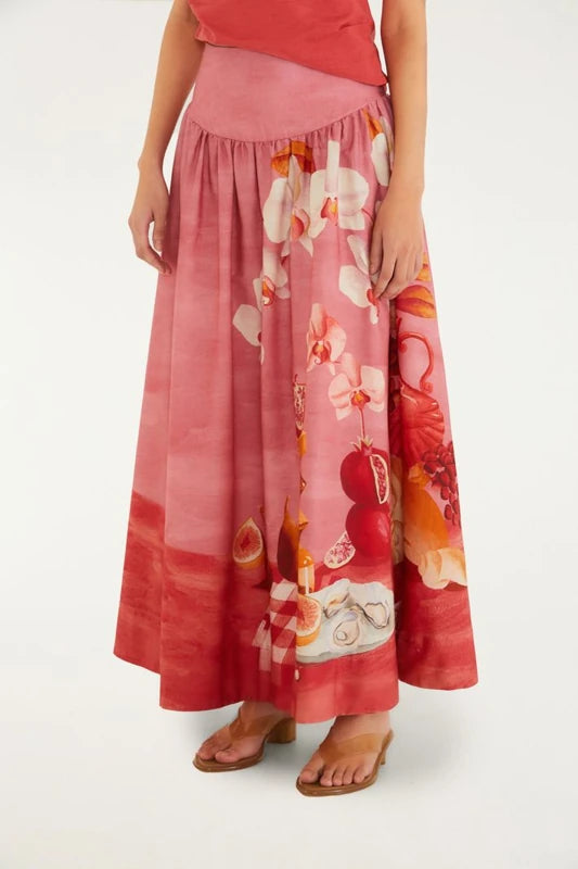 Saia Estampada Afrodite Rosa Jambo