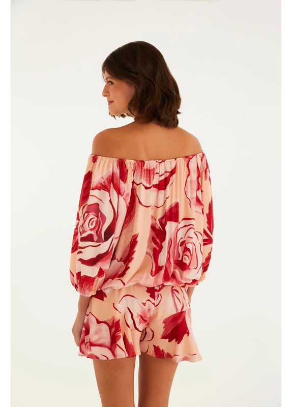 Macaquinho Estampado Rosas Pintadas