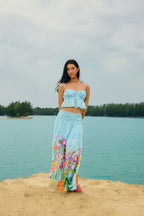 Saia Longa Estampada Jardim Primavera