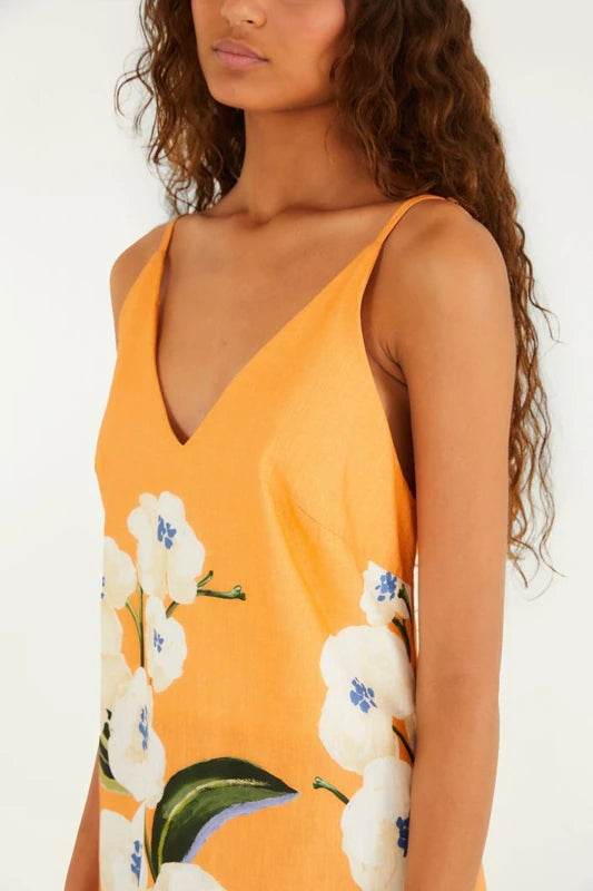 Vestido Longo Alcinha Estampado Buquê