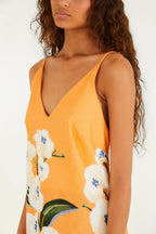 Vestido Longo Alcinha Estampado Buquê