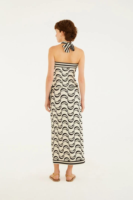 Saia Midi Transpasse Estampada Peixe Copa