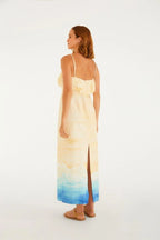 Vestido Reto Estampado Praia Linda