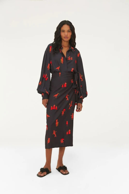 Saia Pareô Estampada Bordado Enkantados