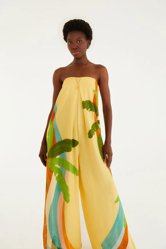 Macacão Pantalona Estampado Paisagem Carioca