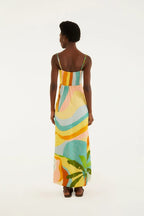 Vestido Transpasse Estampado Paisagem Carioca