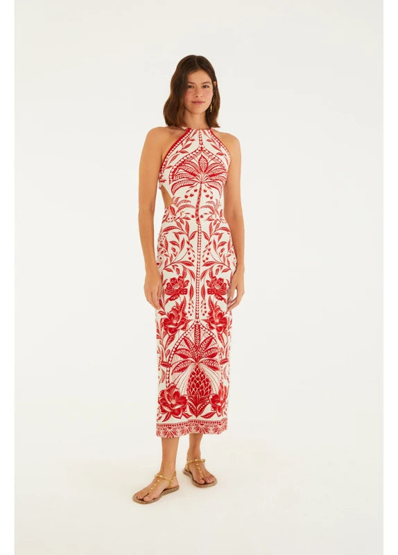 Vestido Midi Estampado Coqueiro De Flor