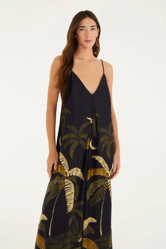 Macacão Estampado Itacaré Preto