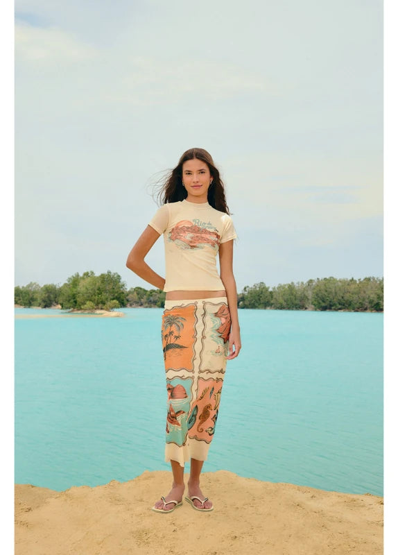 Saia Midi Tule Estampada Souvenir Rio