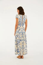 Vestido Cropped Estampado Azulejaria