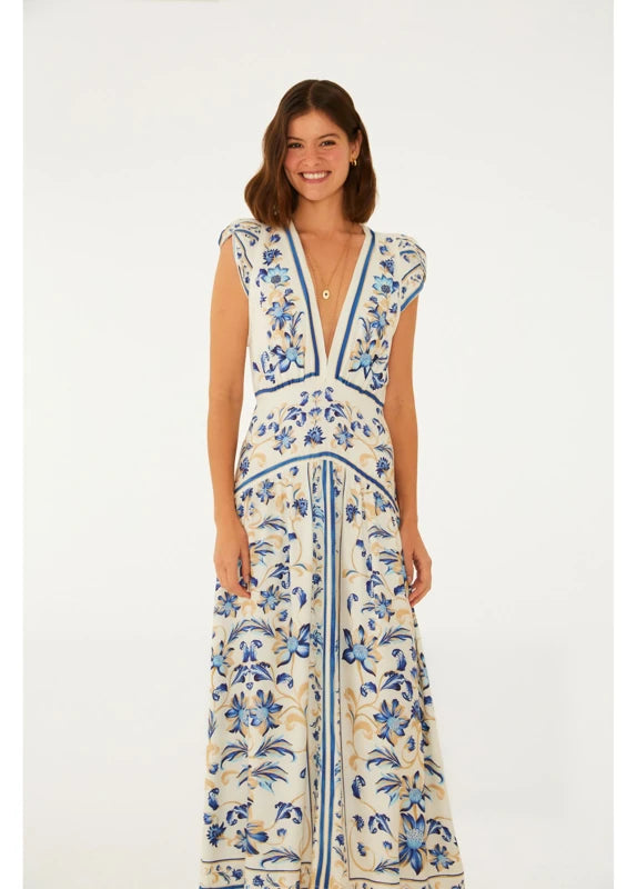 Vestido Cropped Estampado Azulejaria