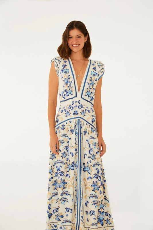 Vestido Cropped Estampado Azulejaria