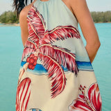 Vestido Curto Balonê Estampado Diário De Verão