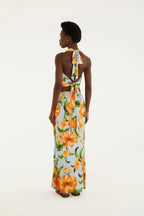 Saia Estampada Floral Anis