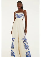 Macacão Pantalona Estampado Coqueiro Tropical