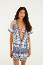 Macaquinho Richelieu Estampado Noite De Pássaro