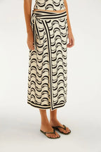 Saia Midi Transpasse Estampada Peixe Copa