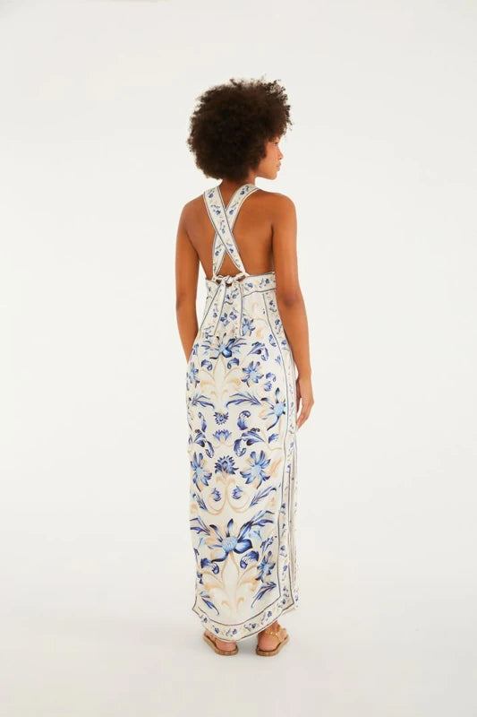 Vestido Cropped Estampado Azulejaria