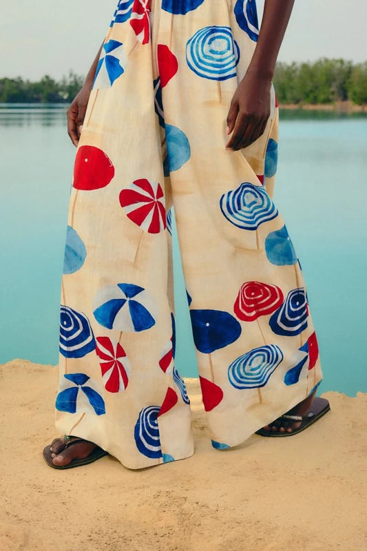 Macacão Pantalona Estampado Guarda Sol