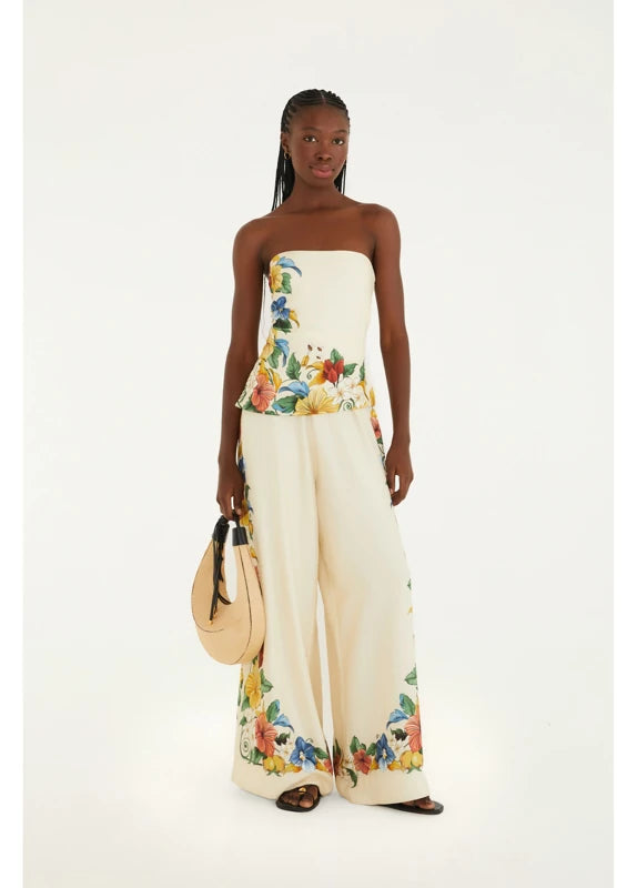 Macacão Sem Alças Estampado Tropicalzinho Lenço