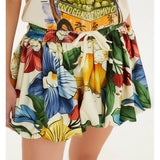 Saia Curta Balonê Moletom Estampada Tropicalzinho