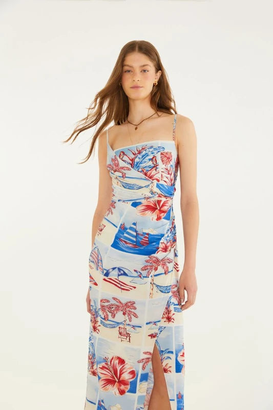 Vestido Longo Estampado Diário De Verão