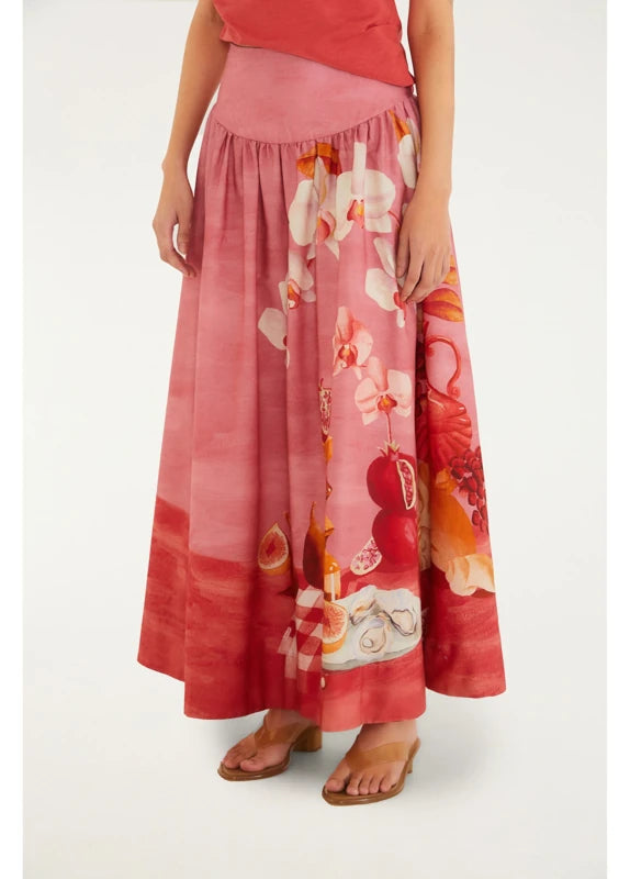 Saia Estampada Afrodite Rosa Jambo