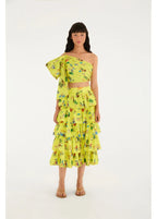 Saia Babados Estampada Vidas Sobre Rodas