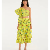 Saia Babados Estampada Vidas Sobre Rodas