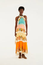 Vestido Frente Única Estampado Souvenir Litoral