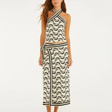 Saia Midi Transpasse Estampada Peixe Copa