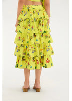 Saia Babados Estampada Vidas Sobre Rodas