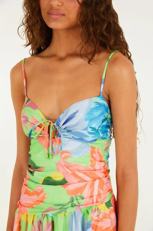 Vestido Longo Alças Estampado Amor De Flor