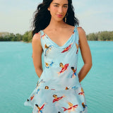 Vestido Curto Estampado Peixes Voadores