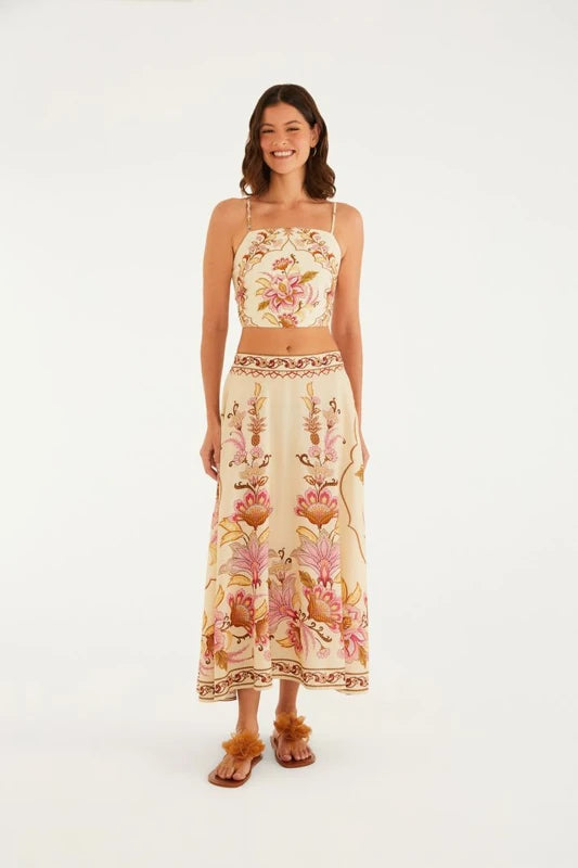 Saia Estampada Jardim Majestoso