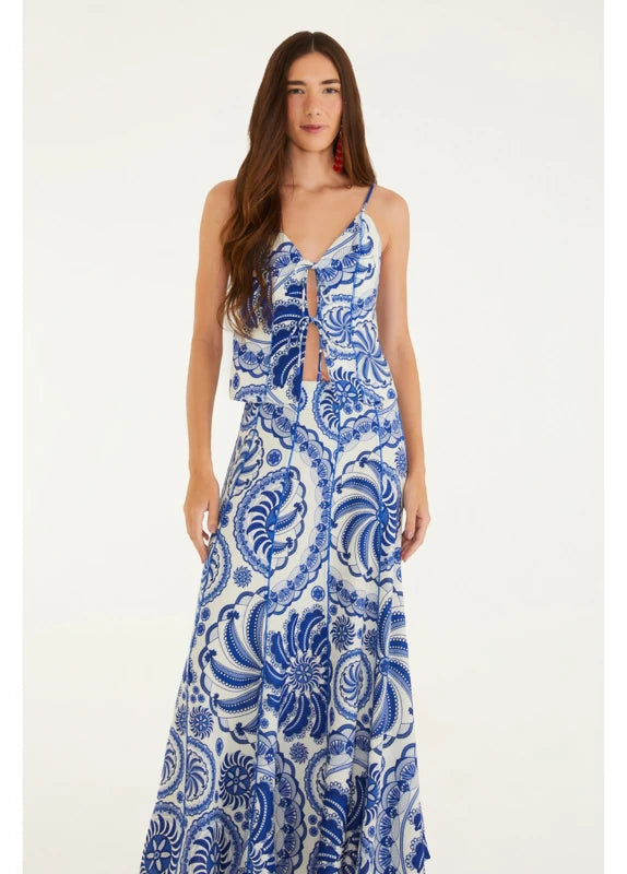 Saia Cropped Estampada Delicadeza De Banana