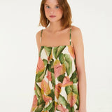 Macaquinho Balonê Estampado Antúrio Corrido