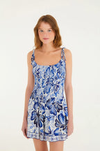 Macaquinho Lastex Manga Estampado Paraíso De Flor