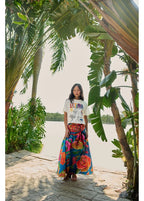 Saia Rosas Estampada Pintadas