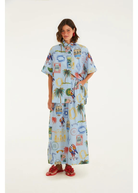 Saia Estampada Tropical Vintage