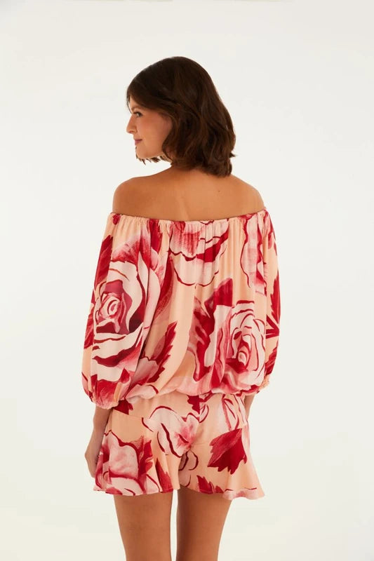 Macaquinho Estampado Rosas Pintadas