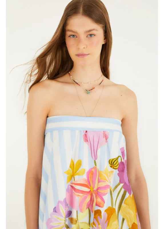 Vestido Curto Balonê Estampado Jardim Floralice