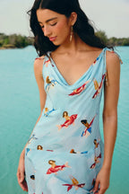 Vestido Curto Estampado Peixes Voadores