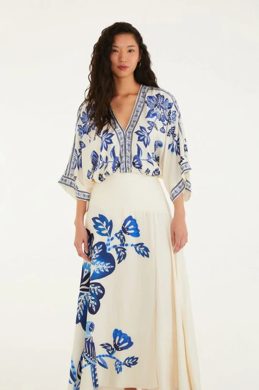 Saia Fenda Estampada Paraíso