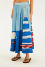 Saia Evasê Estampada Diário De Verão