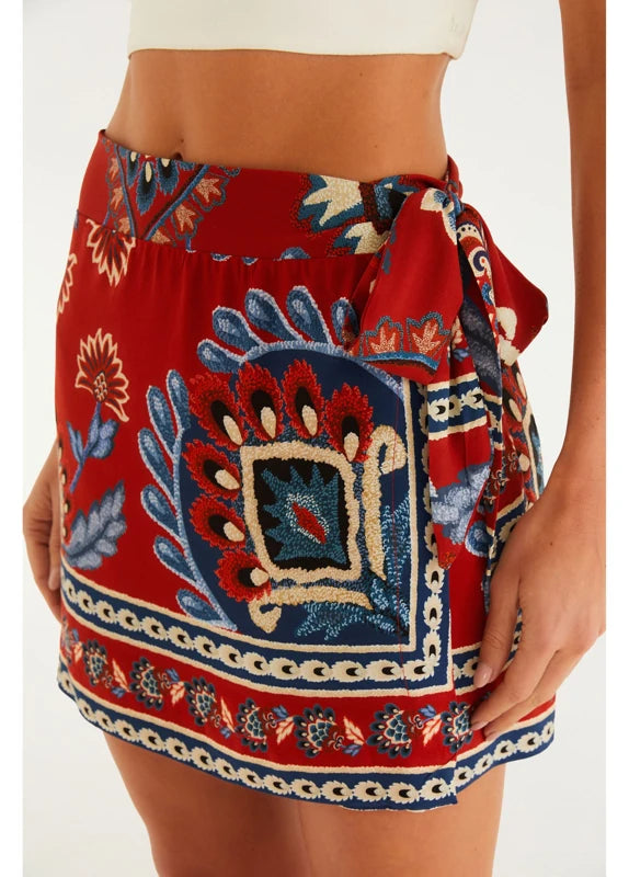 Saia Transpassada Estampada Lenço Náutico