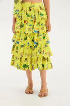 Saia Babados Estampada Vidas Sobre Rodas